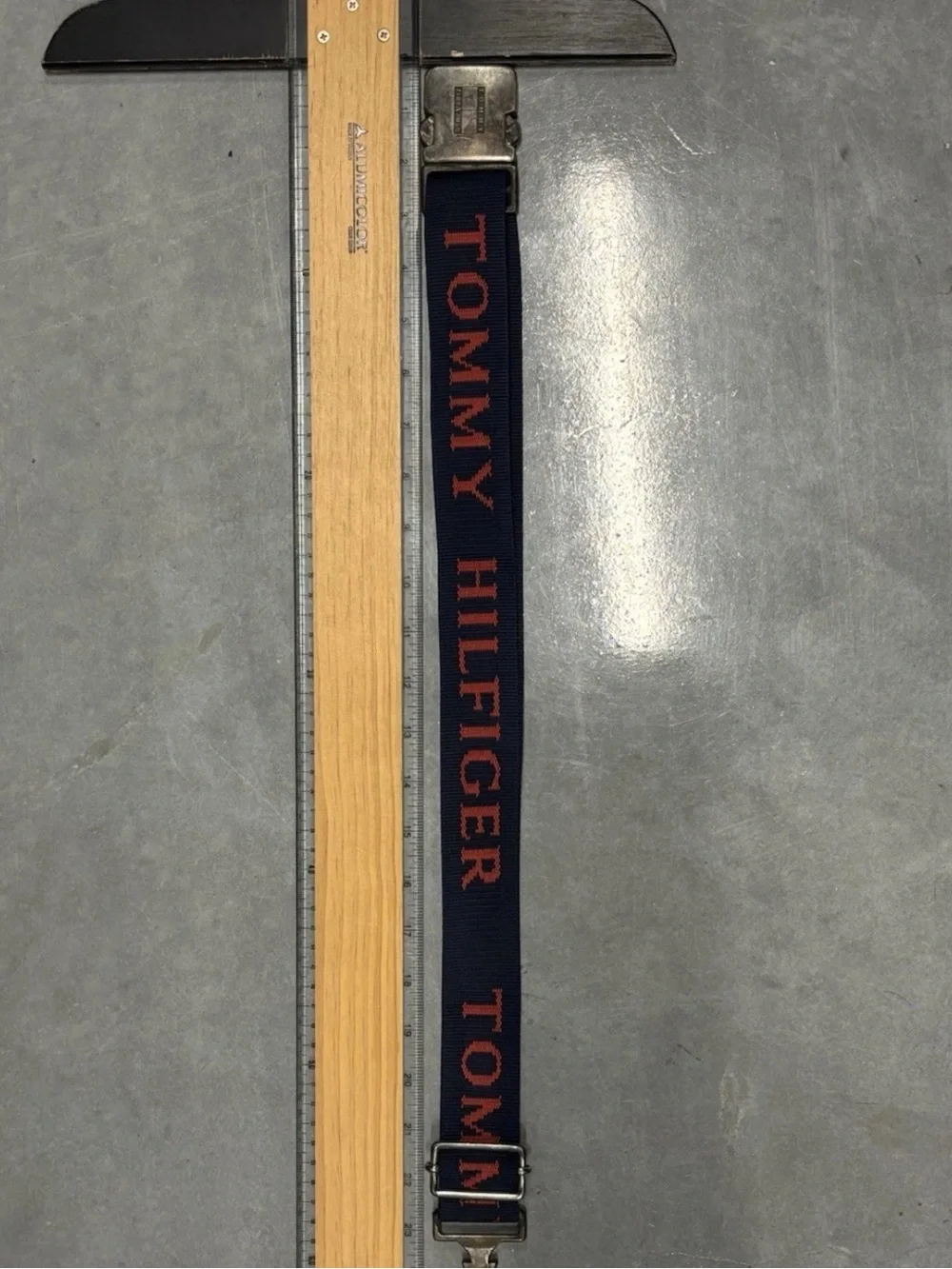 Tommy Hilfiger VTG 90’s Belt Metal Clasp Buckle Blue Red Adjustable Spell Out